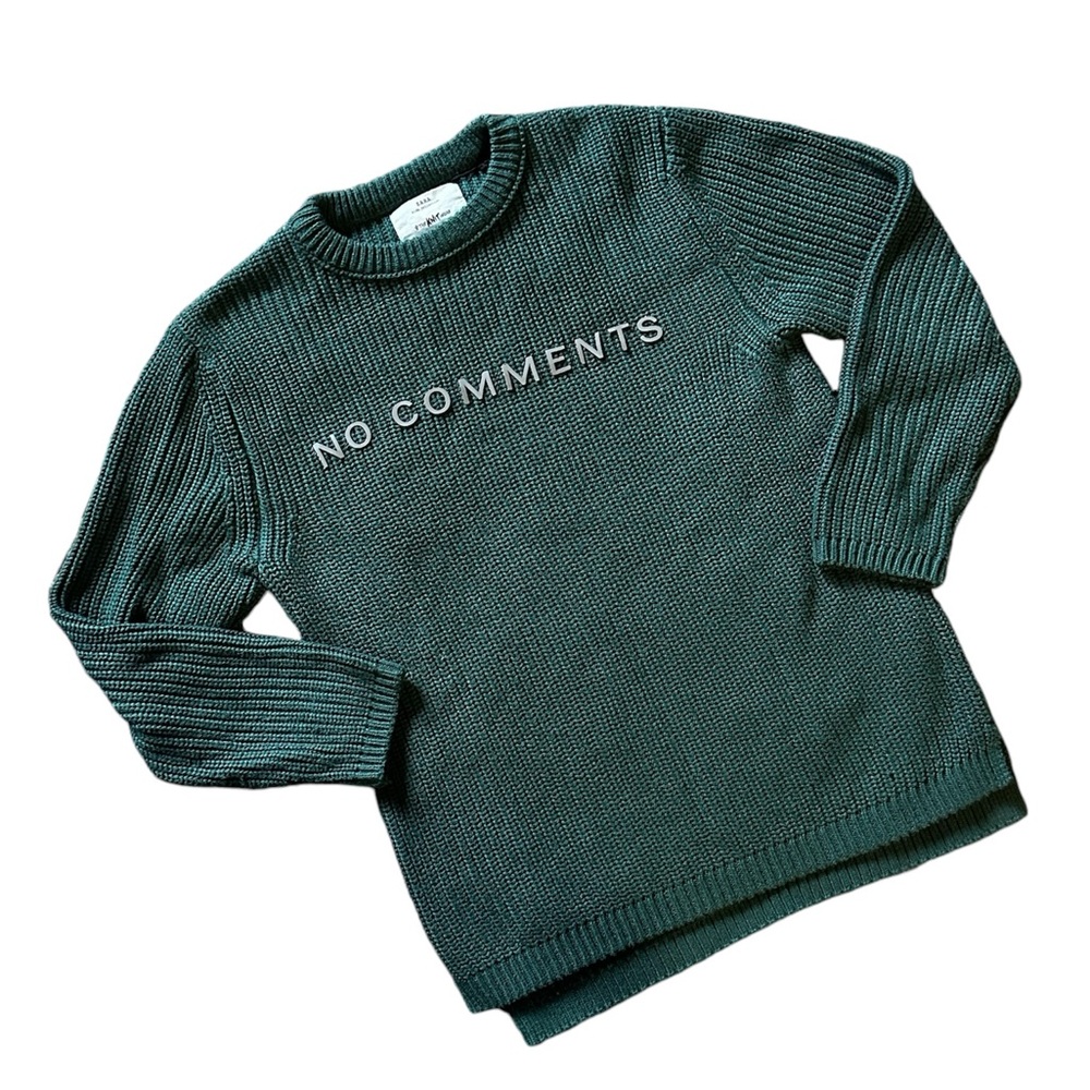 Zara boys size 8 shaker knit crew new raised print sweater